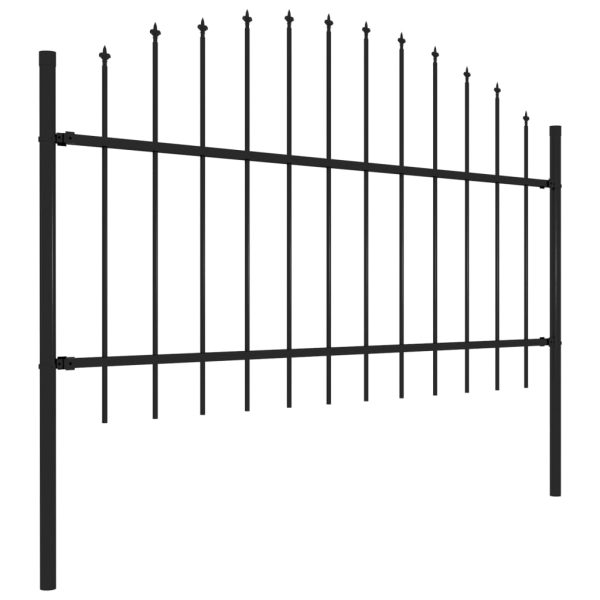 Cerca de jardim com topo em lanças (1-1,25)x1,7 m aço preto - Image 2