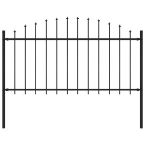 Cerca de jardim com topo em lanças (1,25-1,5)x1,7 m aço preto
