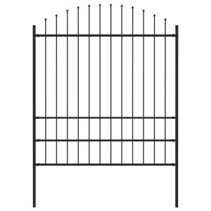 Cerca de jardim com topo em lanças (1,75-2)x1,7 m aço preto