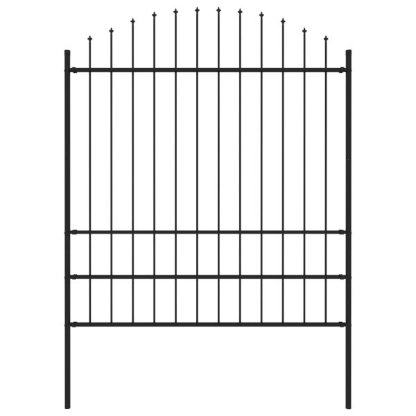 Cerca de jardim com topo em lanças (1,75-2)x1,7 m aço preto