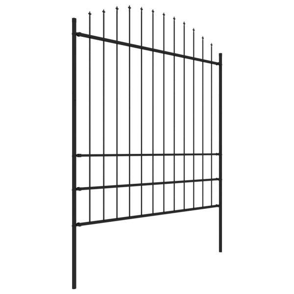 Cerca de jardim com topo em lanças (1,75-2)x1,7 m aço preto - Image 2