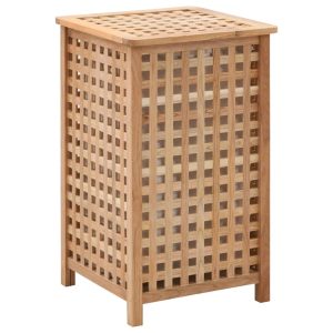 Cesto para roupa suja 39x39x65 cm madeira de nogueira maciça