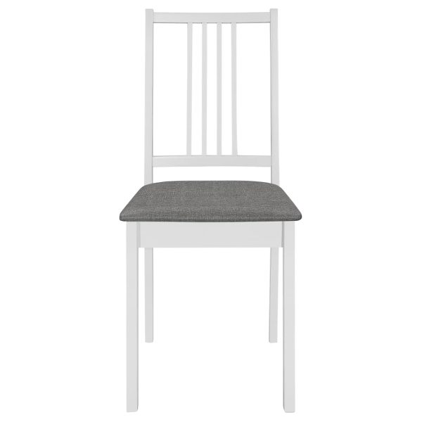 Cadeiras de jantar com almofadões 6 pcs madeira maciça branco - Image 3