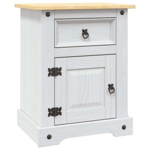 Mesa de cabeceira Corona pinho mexicano 53x39x67 cm branco