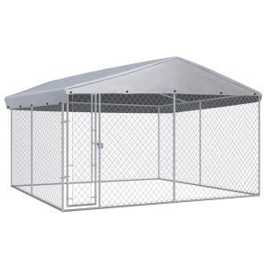 Canil de exterior com telhado 382x382x225 cm
