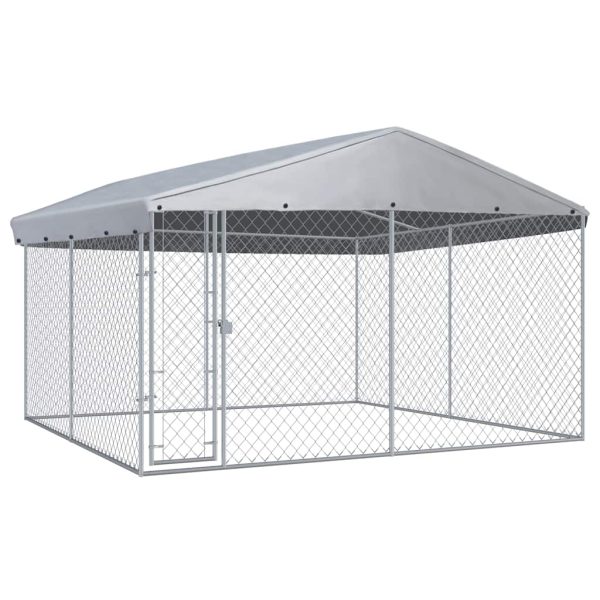Canil de exterior com telhado 382x382x225 cm