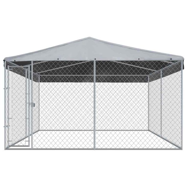Canil de exterior com telhado 382x382x225 cm - Image 2