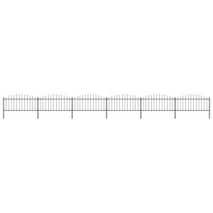 Cerca de jardim com topo em lanças (0,5-0,75)x10,2 m aço preto