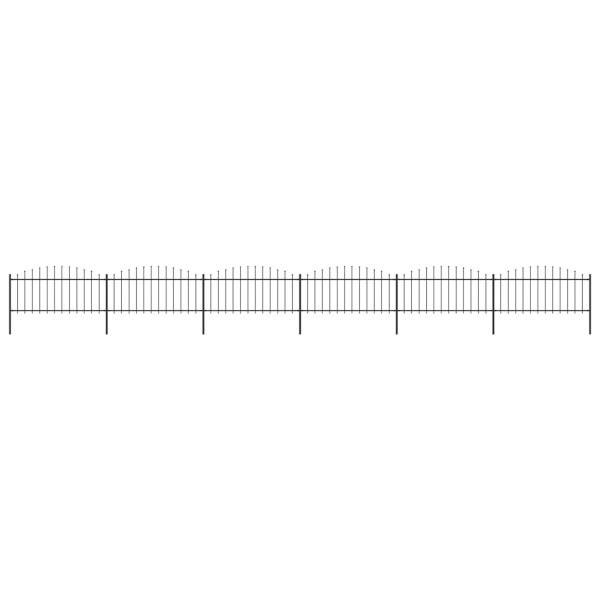 Cerca de jardim com topo em lanças (0,5-0,75)x10,2 m aço preto