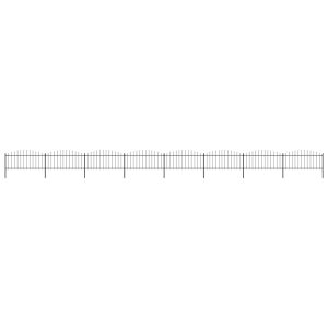 Cerca de jardim com topo em lanças (0,5-0,75)x13,6 m aço preto