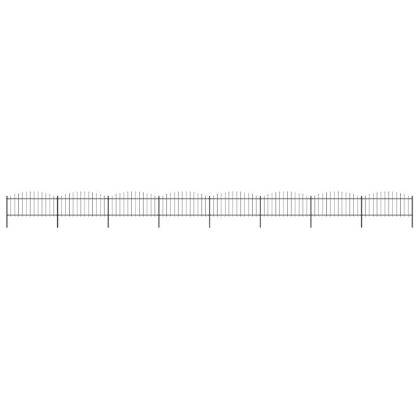Cerca de jardim com topo em lanças (0,5-0,75)x13,6 m aço preto