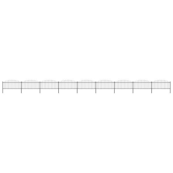 Cerca de jardim com topo em lanças (0,5-0,75)x15,3 m aço preto