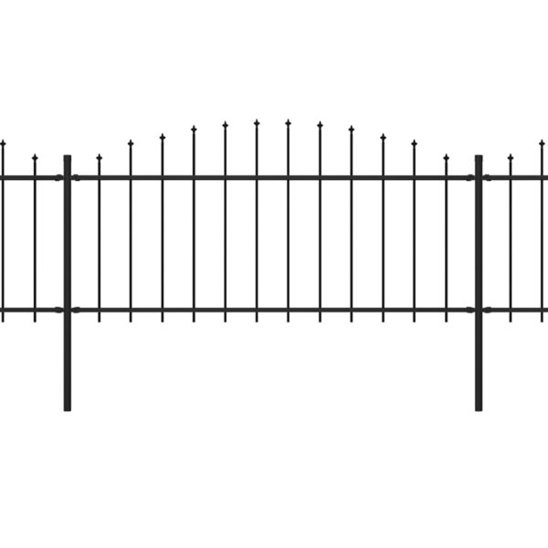 Cerca de jardim com topo em lanças (0,5-0,75)x15,3 m aço preto - Image 2