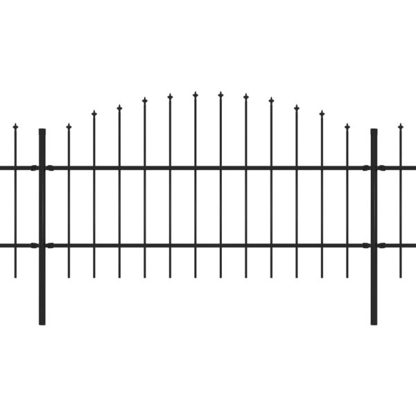 Cerca de jardim com topo em lanças (0,75-1)x11,9 m aço preto - Image 2
