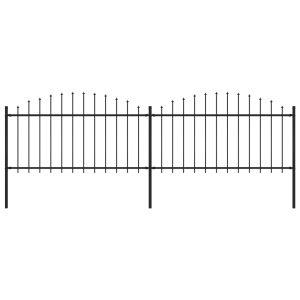 Cerca de jardim com topo em lanças (1,25-1,5)x3,4 m aço preto