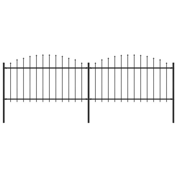 Cerca de jardim com topo em lanças (1,25-1,5)x3,4 m aço preto
