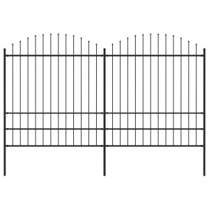Cerca de jardim com topo em lanças (1,75-2)x3,4 m aço preto
