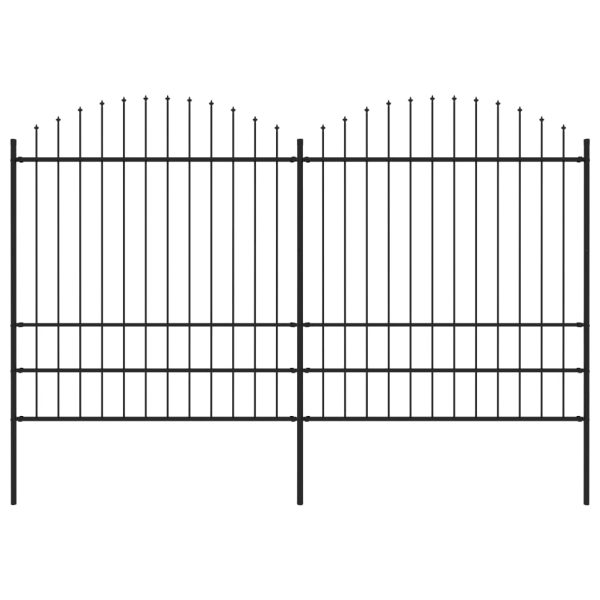 Cerca de jardim com topo em lanças (1,75-2)x3,4 m aço preto