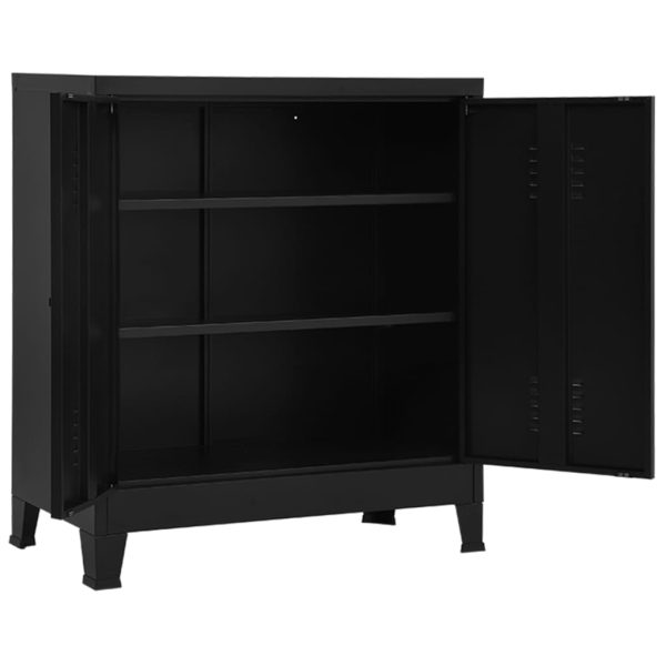 Aparador de arrumação industrial 90x40x100 cm aço preto - Image 2