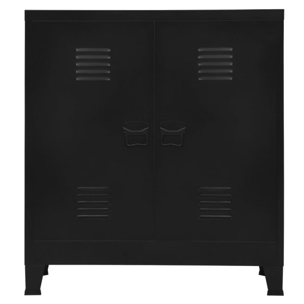 Aparador de arrumação industrial 90x40x100 cm aço preto - Image 3