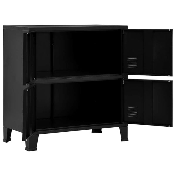 Aparador de arrumação industrial 75x40x80 cm aço preto - Image 3