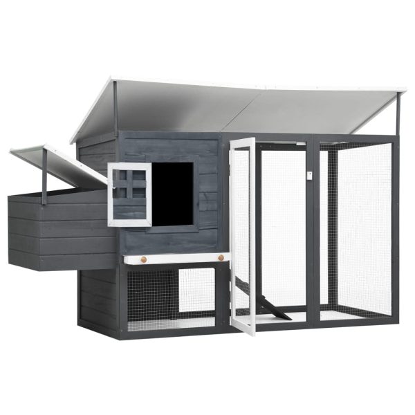 Galinheiro de exterior com gaiola para ovos madeira cinzento - Image 3