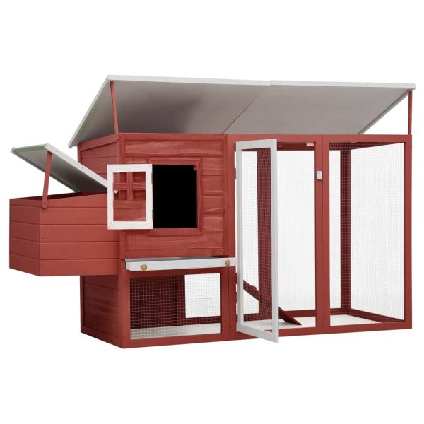 Galinheiro de exterior com gaiola para ovos madeira vermelho - Image 3