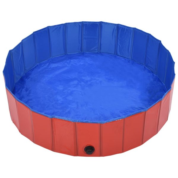 Piscina para cães dobrável 120x30 cm PVC vermelho - Image 2