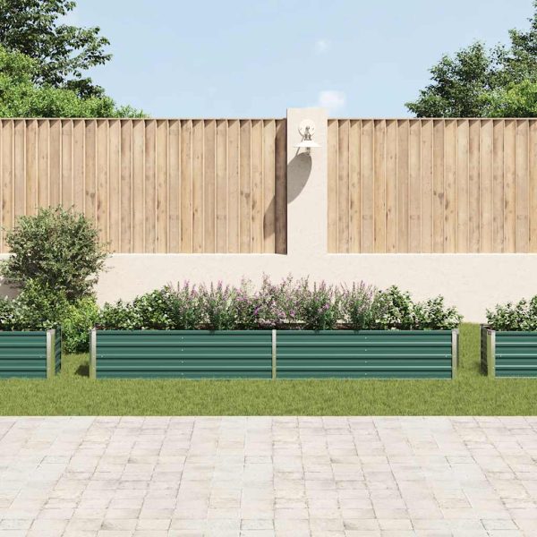 Canteiro elevado de jardim aço galvanizado 320x40x45cm verde - Image 2