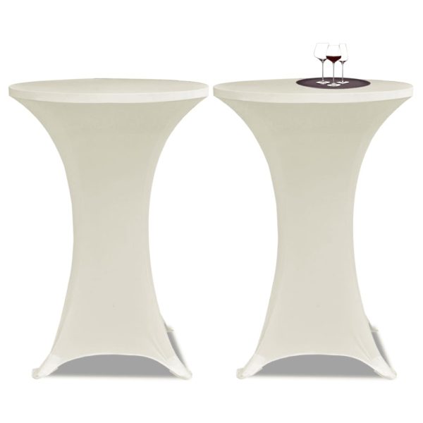 Capa para mesa de pé elástica Ø80 cm 4 pcs cor creme - Image 2