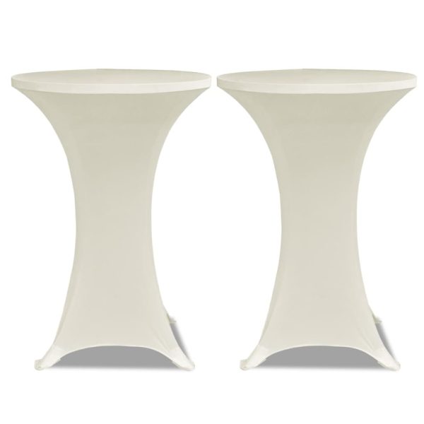 Capa para mesa de pé elástica Ø80 cm 4 pcs cor creme - Image 3