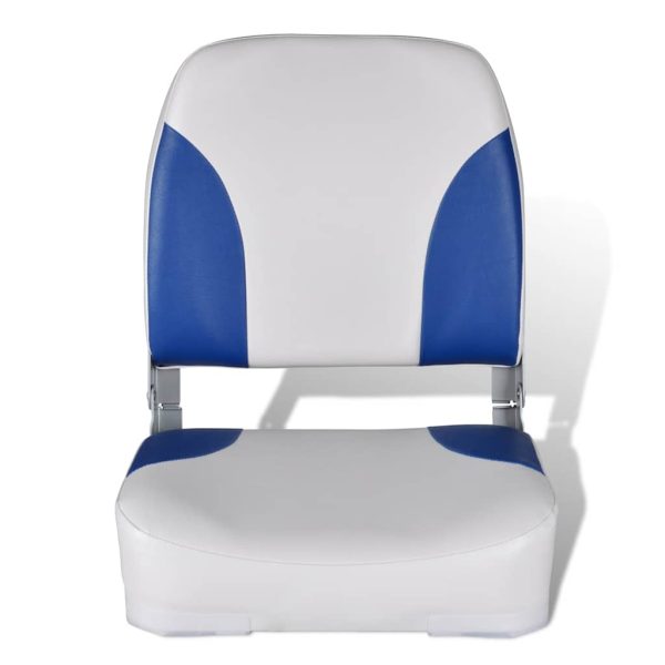 Assentos barco 2 pcs encosto dobrável azul/branco 41x36x48 cm - Image 3