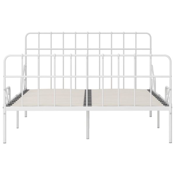 Estrutura de cama com estrado de ripas 140x200 cm metal branco - Image 3