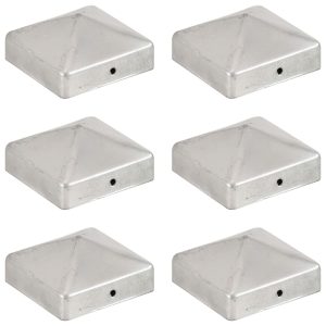 Tampas piramidais postes vedação 6pcs metal galvanizado 71x71mm