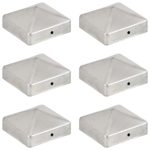 Tampas piramidais postes vedação 6pcs metal galvanizado 71x71mm