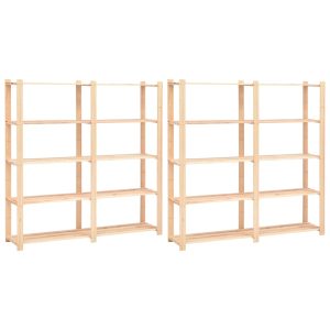 2 unidades arrumação 5 prateleiras 170x38x170cm pinho 500 kg
