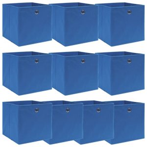 Caixas de arrumação 10 pcs 32x32x32 cm tecido azul