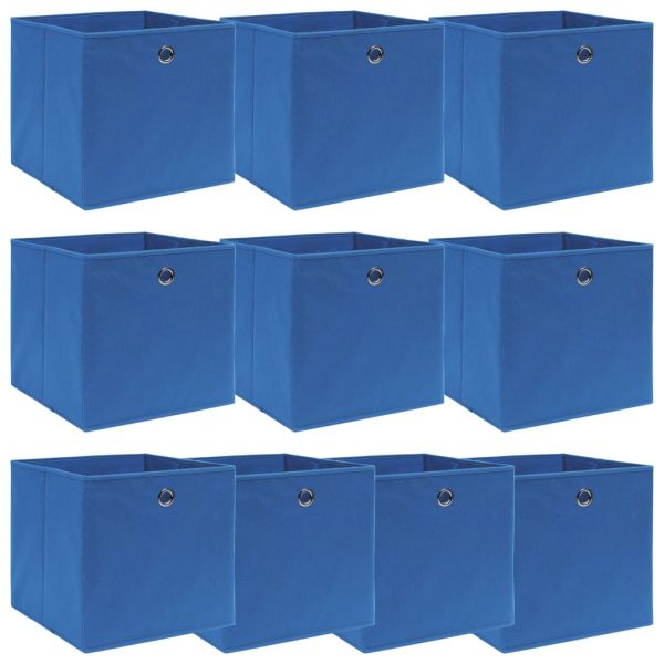 Caixas de arrumação 10 pcs 32x32x32 cm tecido azul