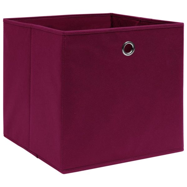 Caixas de arrumação 10 pcs 32x32x32 cm tecido vermelho escuro - Image 2