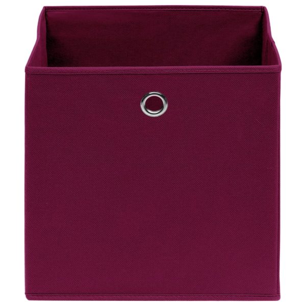 Caixas de arrumação 10 pcs 32x32x32 cm tecido vermelho escuro - Image 3