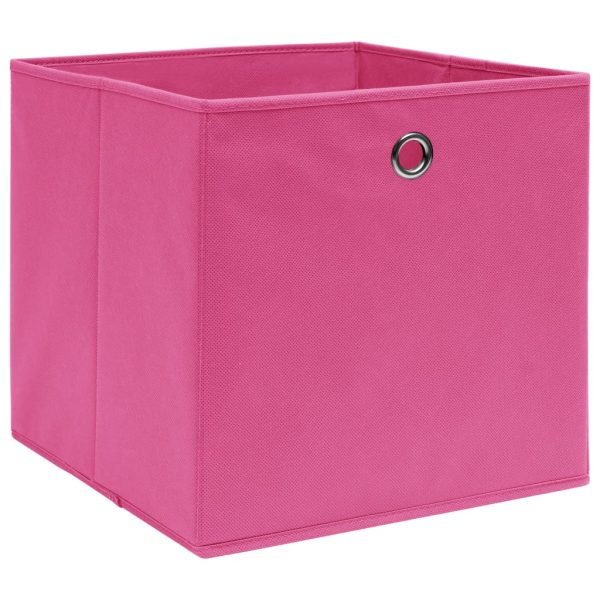 Caixas de arrumação 10 pcs 32x32x32 cm tecido rosa - Image 2