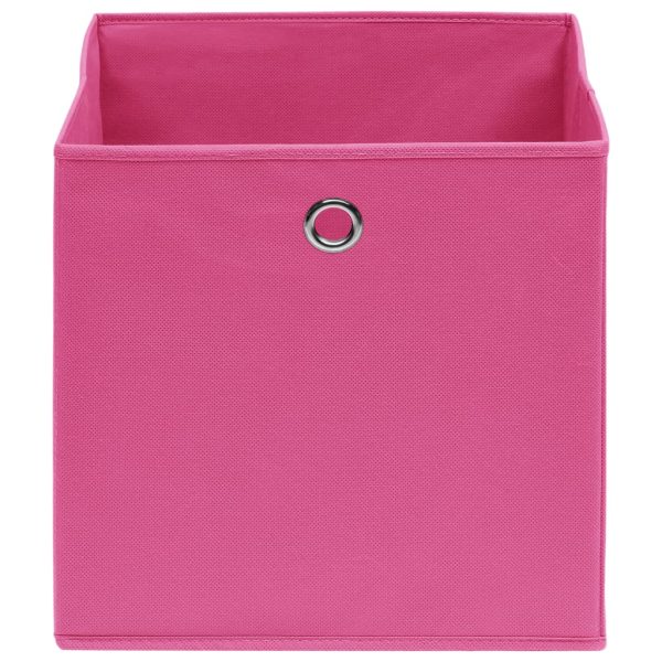 Caixas de arrumação 10 pcs 32x32x32 cm tecido rosa - Image 3