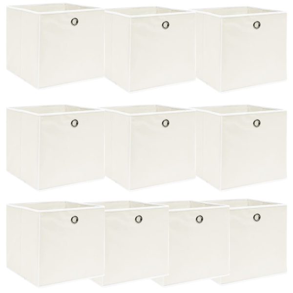 Caixas de arrumação 10 pcs 32x32x32 cm tecido branco