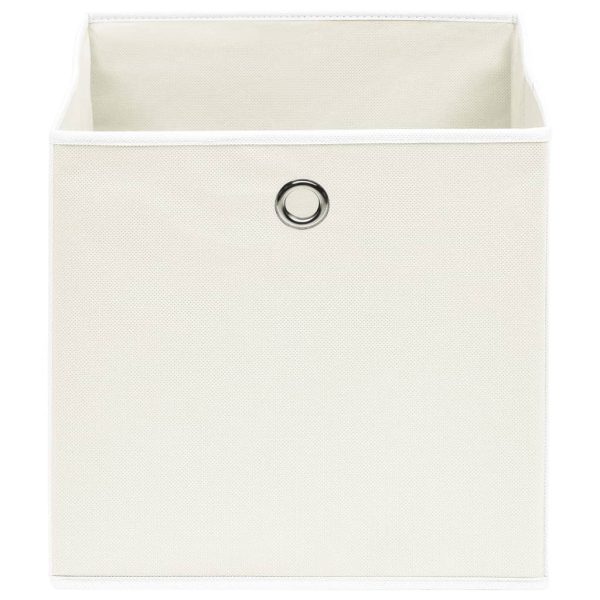 Caixas de arrumação 10 pcs 32x32x32 cm tecido branco - Image 3