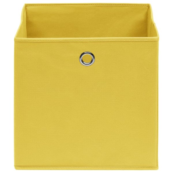 Caixas de arrumação 4 pcs 32x32x32 cm tecido amarelo - Image 3