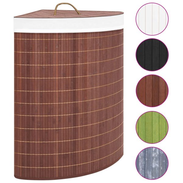 Cesto de canto para roupa suja 60 L bambu castanho - Image 2