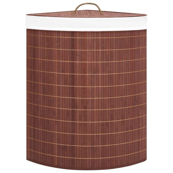 Cesto de canto para roupa suja 60 L bambu castanho - Image 3