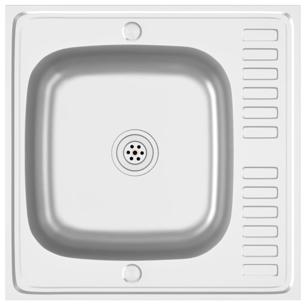 Lava-louça cozinha + escorredor 600x600x155mm aço inox prateado - Image 2