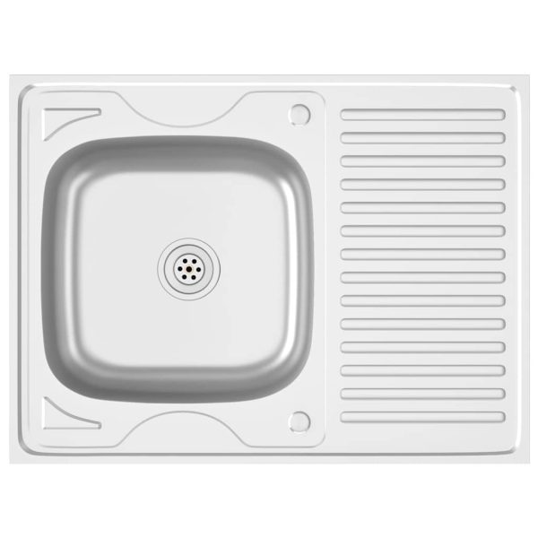 Lava-louça cozinha + escorredor 800x600x155mm aço inox prateado - Image 2