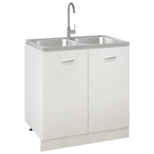 Lava-louça cozinha + cuba dupla 800x500x155mm aço inox prateado - Image 3